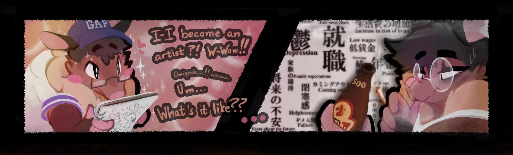 Me (I draw myself as a brown possum on the internet)